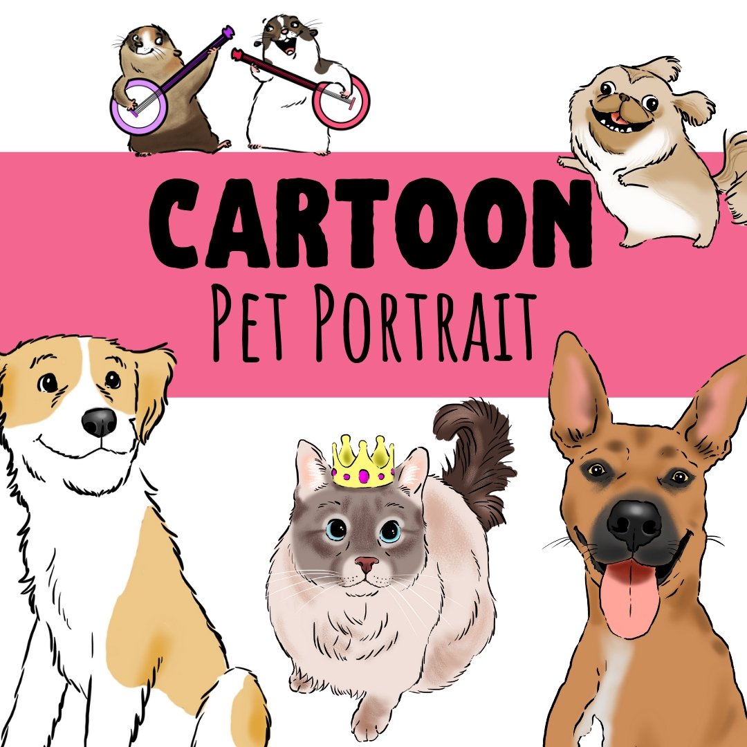 Pet Portrait Pet Portrait Custom Pet Portrait Painting Personalized Pet  Portrait Cartoon Dog Portrait Pet Portrait From Photo 
