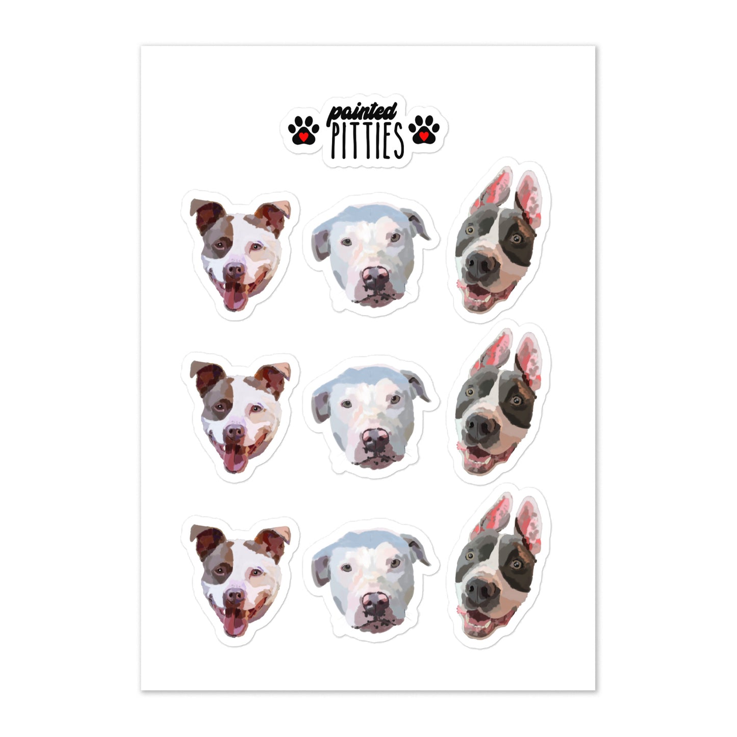 Pitbull Faces, Pitbull Sticker Sheet,  Pittie Stickers