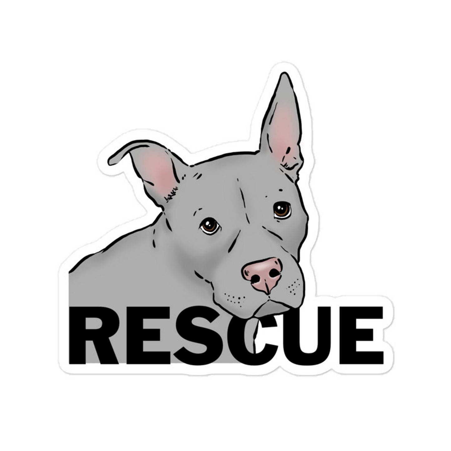 Rescue Sweet Gray Pit Bull Vinyl Sticker