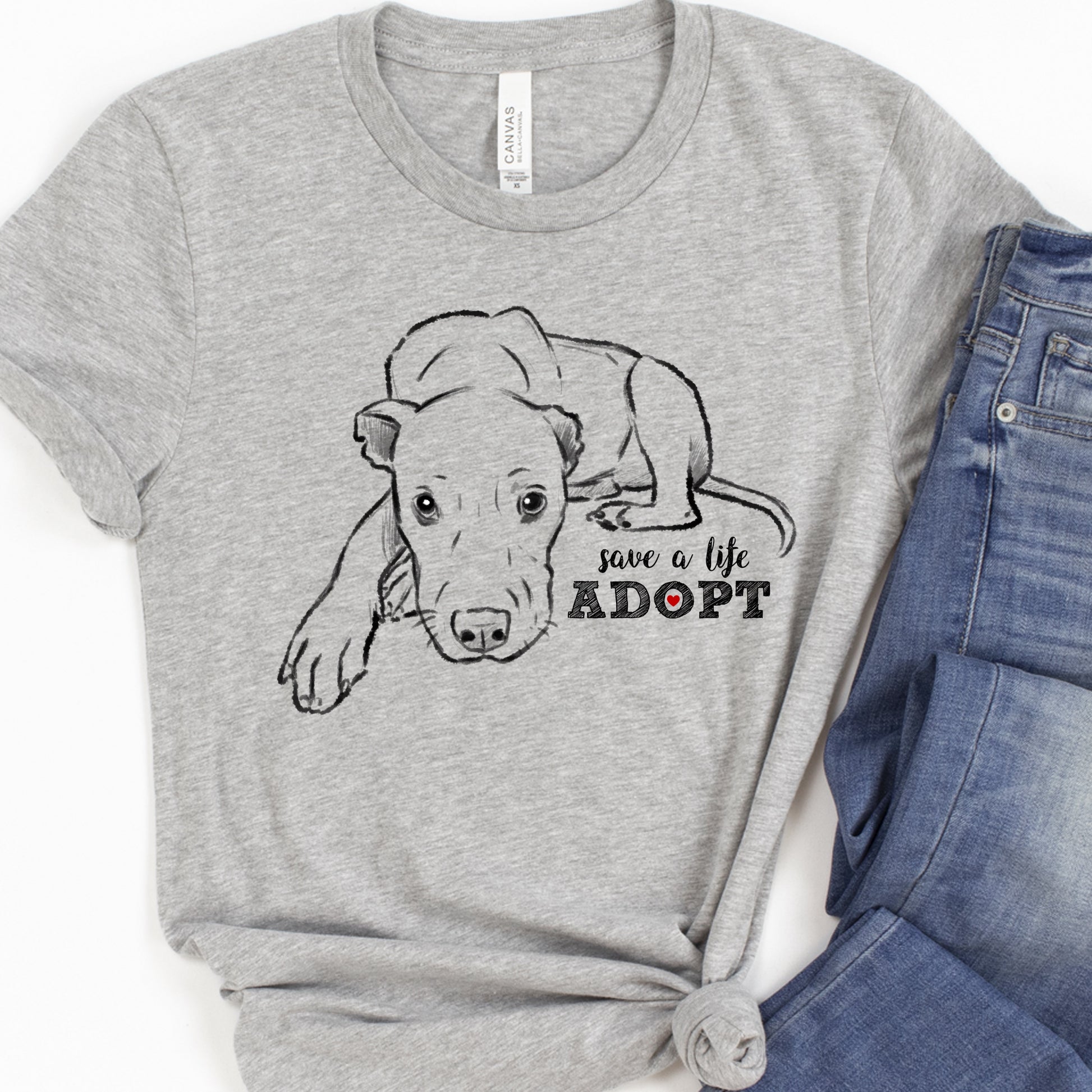 Save a Life Adopt a Dog Gray T-Shirt