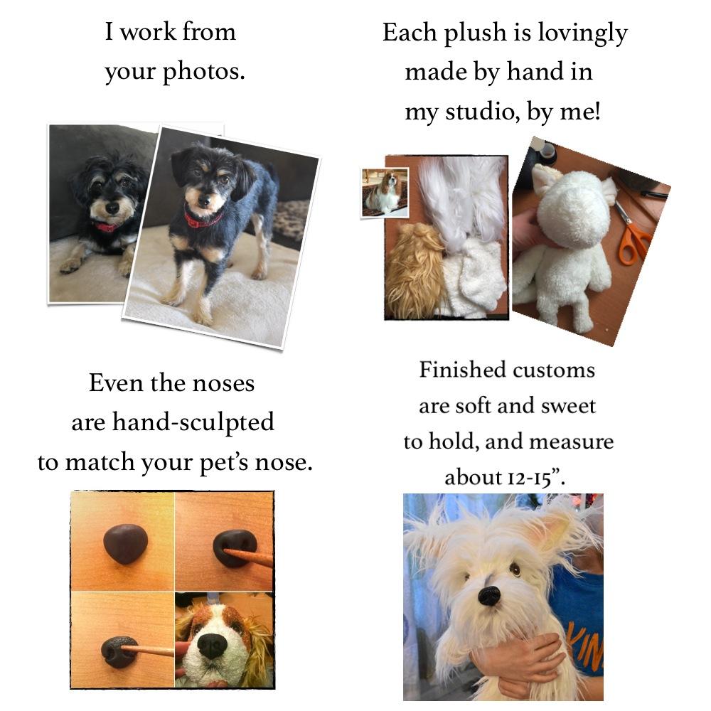Stuffed Animals - Custom Plush Dog Replica—12 To 15", keepsake pouch, voice recorder, plush with sound, pet replica with sound, custom plush pet with sound, memory pocket, pet memorial plush, pet keepsake plush