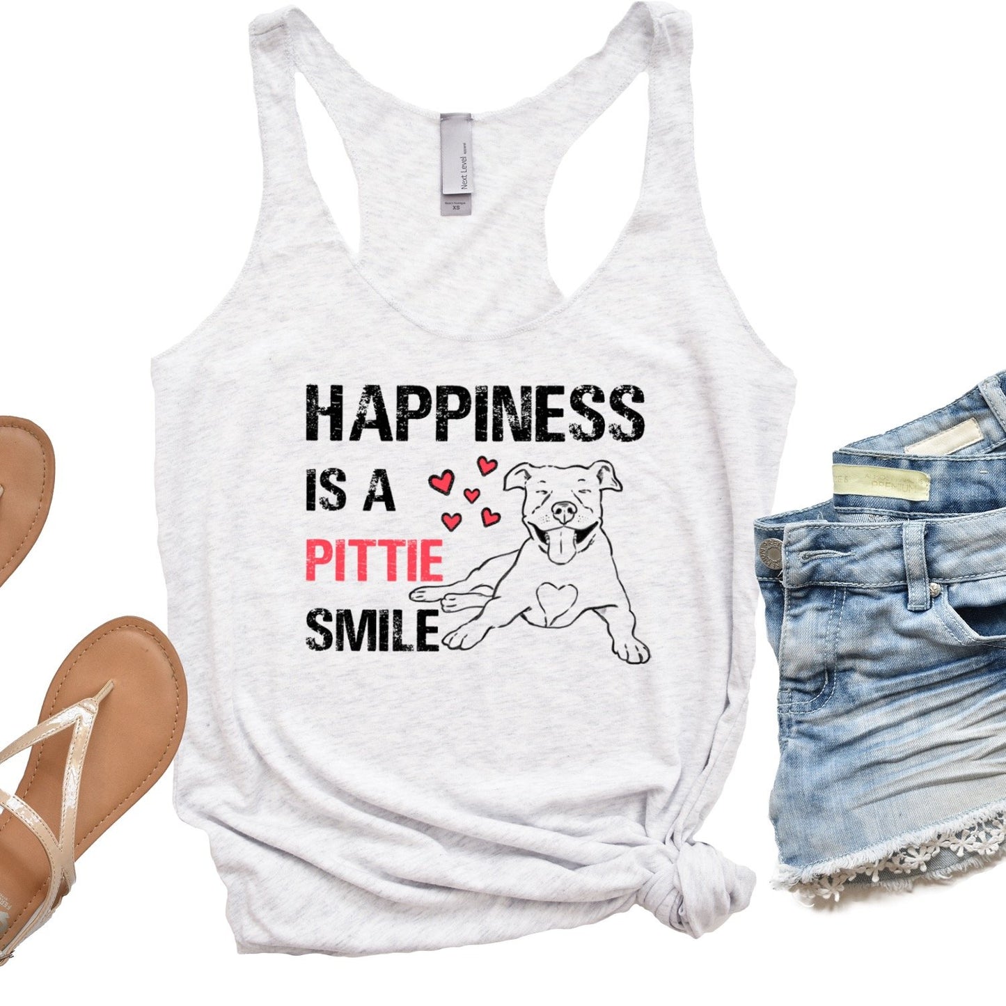 T-Shirts - Happiness Is A Pittie Smile Racerback Tank