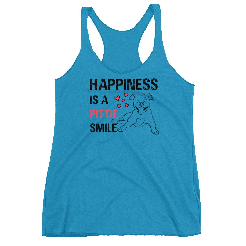 T-Shirts - Happiness Is A Pittie Smile Racerback Tank