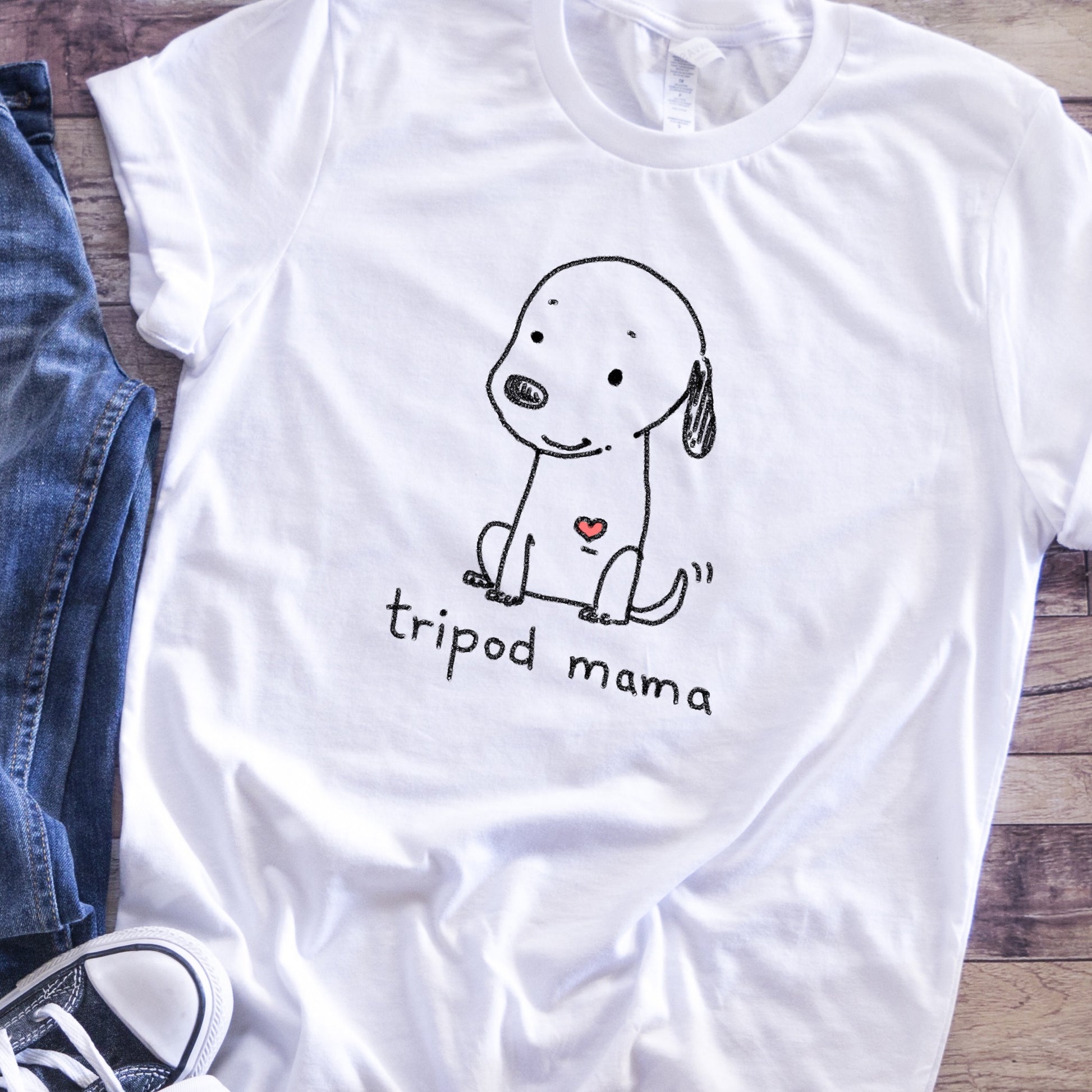 Tripod Dog T-Shirt, Cartoon Tripod Dog, Tripod Dog Gift