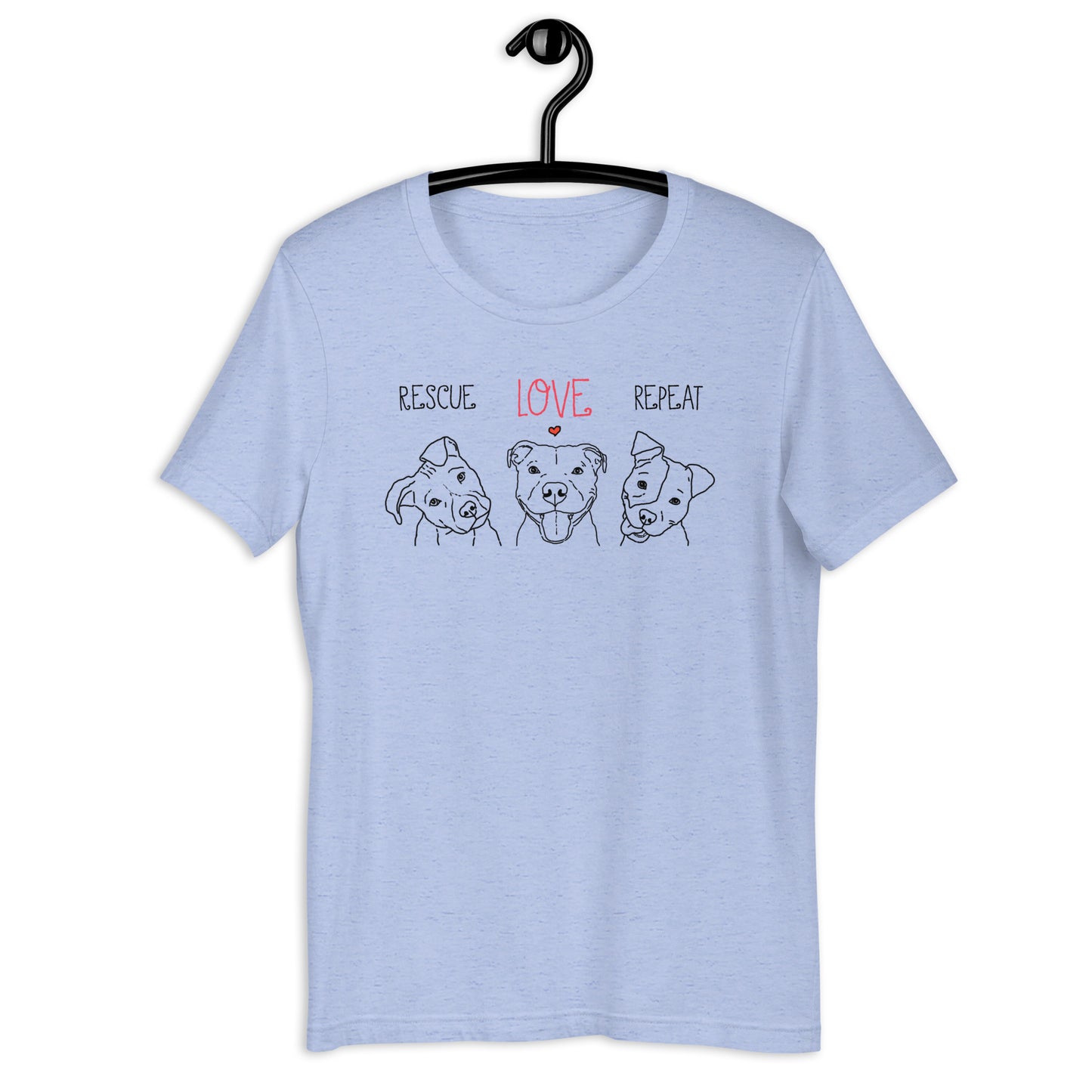 Rescue, Love, Repeat Pit Bull Drawings T-Shirt