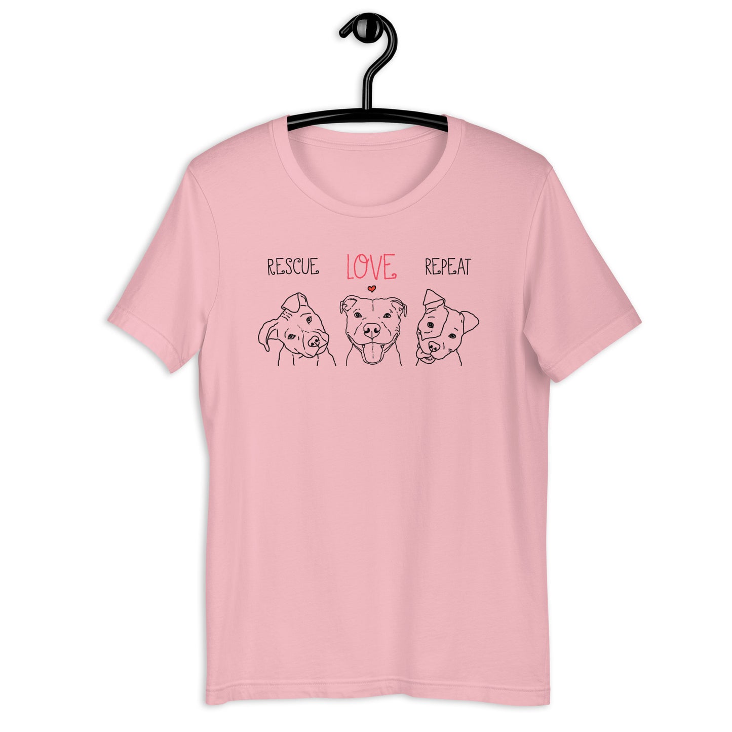 Rescue, Love, Repeat Pit Bull Drawings T-Shirt